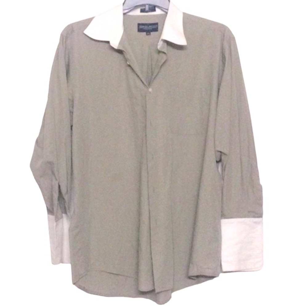 🌞 Giorgio Brutini Men’s button up dress shirt long sleeves grey neck size 16.5